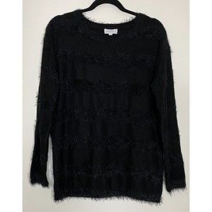 Joseph A. Women's Black Long Sleeve Sweater Fringe Size L